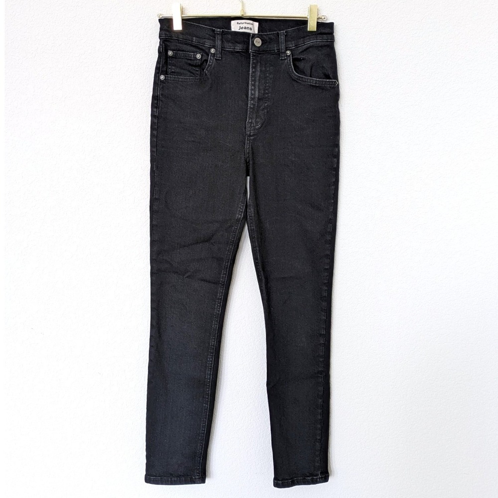 Reformation High Rise Skinny Jeans Women's 29 Black Stretch Denim Sustainable